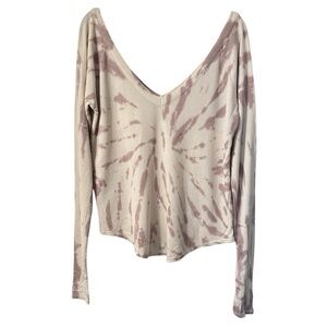 Chaser Tie Dye Waffle Knit Long Sleeve Top